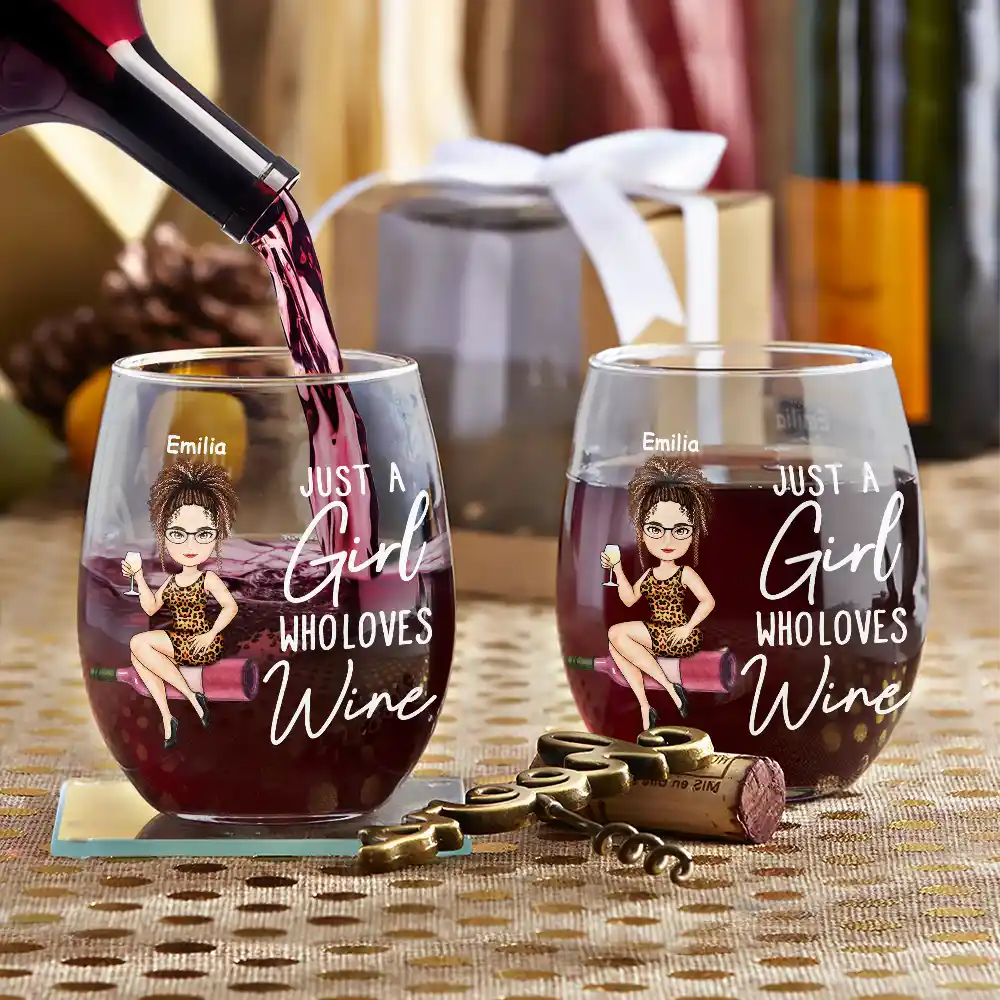 Corks Are For Quitters Cartoon Slay Girl - Personalized Stemless Wine Glass - Image 3