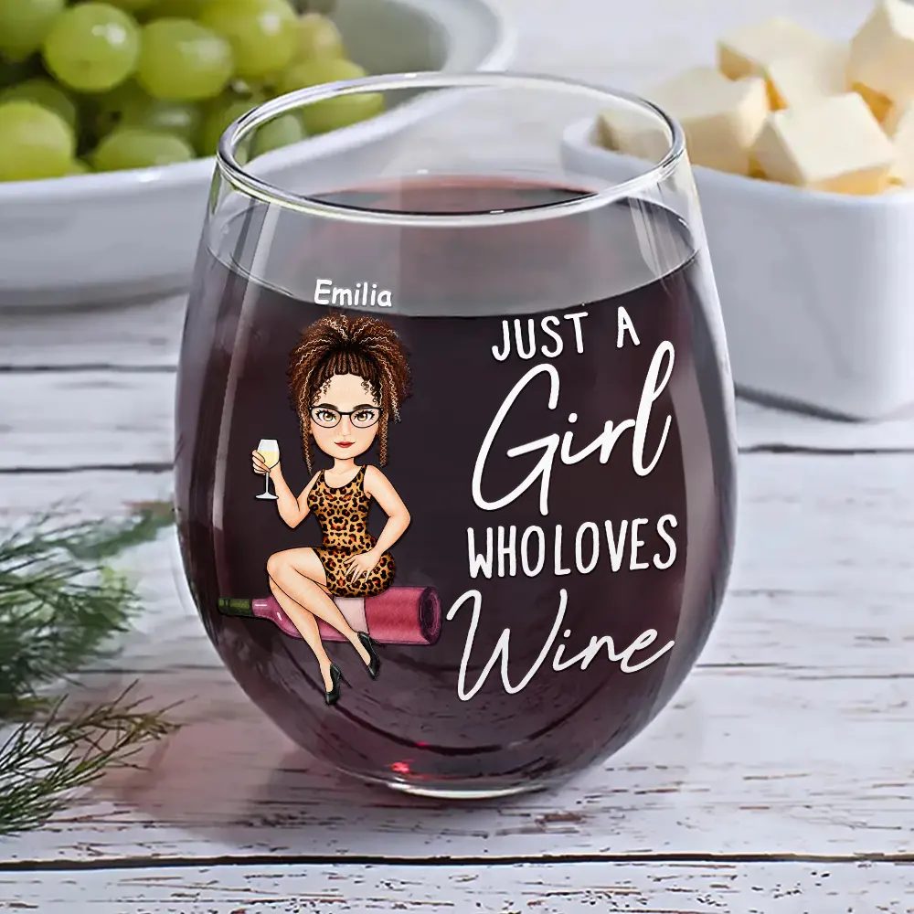 Corks Are For Quitters Cartoon Slay Girl - Personalized Stemless Wine Glass - Image 6