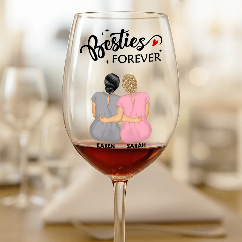 Countless Memories Our Friendship Is Endless Besties - Personalized Wine Glass - Image 2