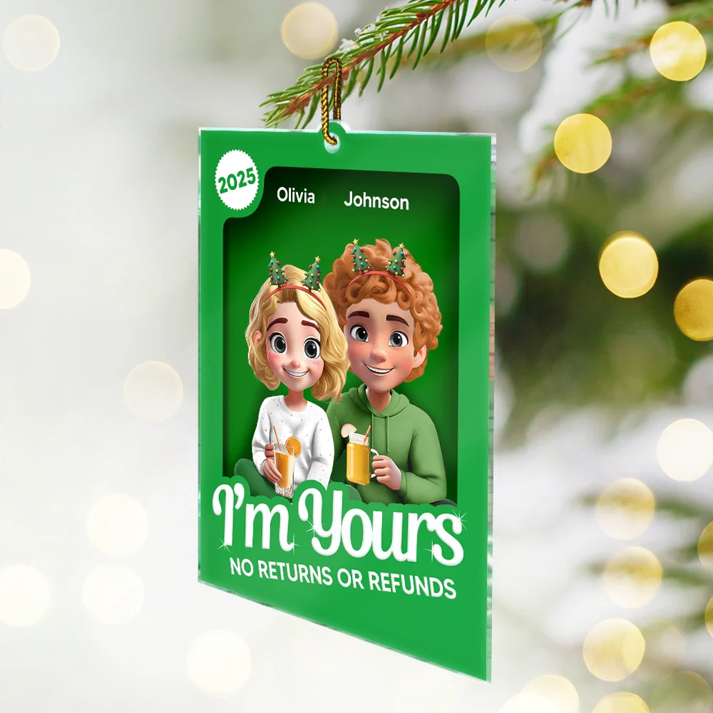 Couple 3D Block I'm Yours No Returns - Personalized Custom Shaped Acrylic Ornament - Image 2