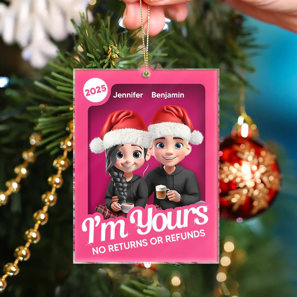 Couple 3D Block I'm Yours No Returns - Personalized Custom Shaped Acrylic Ornament - Image 4