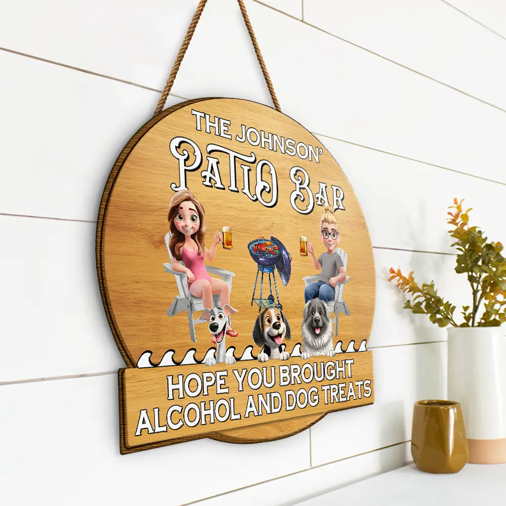 Couple 3D Effect Pool & Patio Bar Hope You Brought Alcohol - Personalized Custom Shaped Wood Sign - Image 2