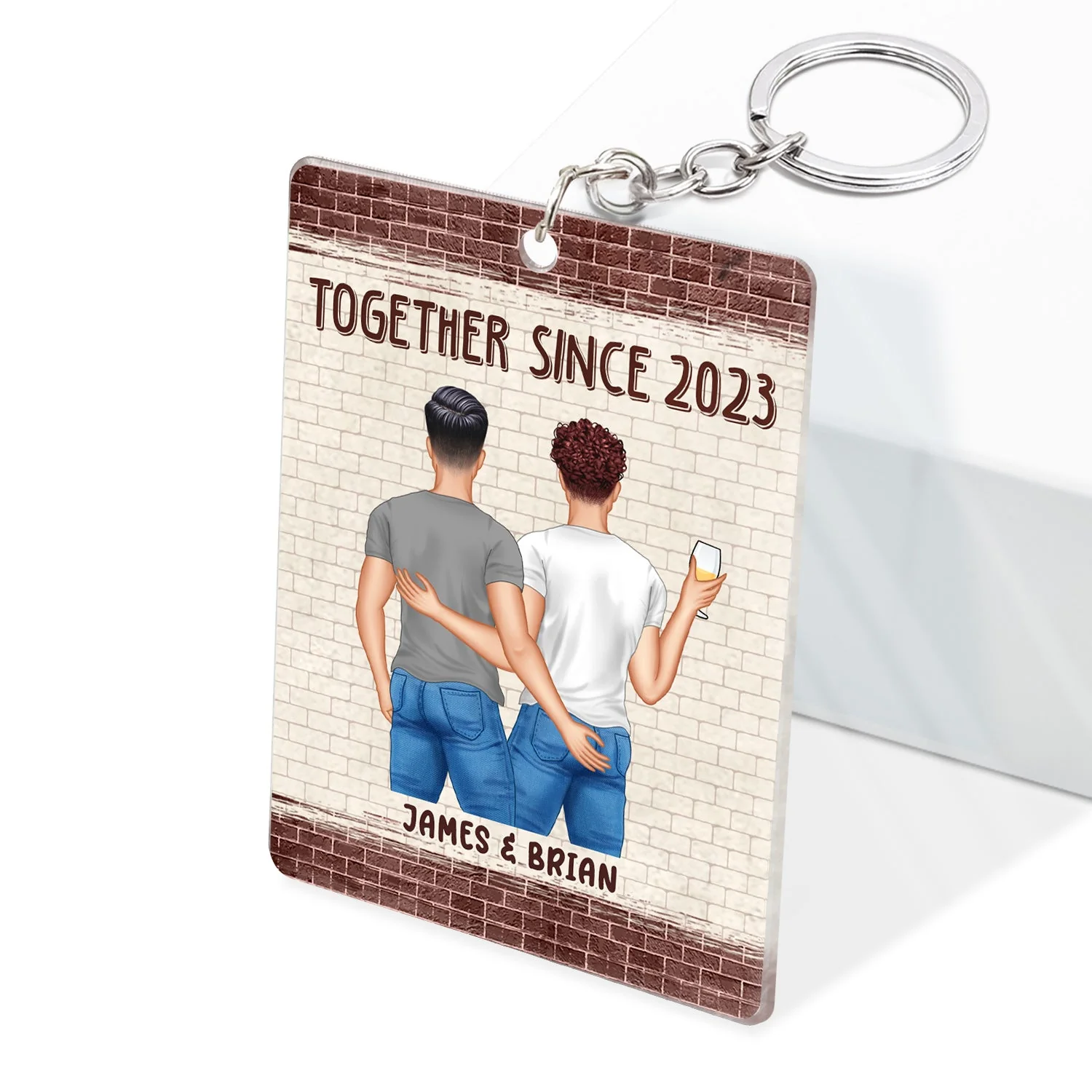 Couple All Because Two People Swiped Right - Gift For Couples - Personalized Custom Rectangle Acrylic Keychain - Image 2
