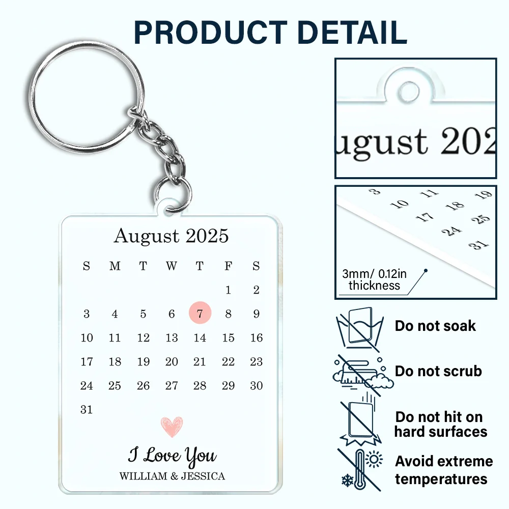 Couple Anniversary Love Message - Personalized Acrylic Keychain - Image 6