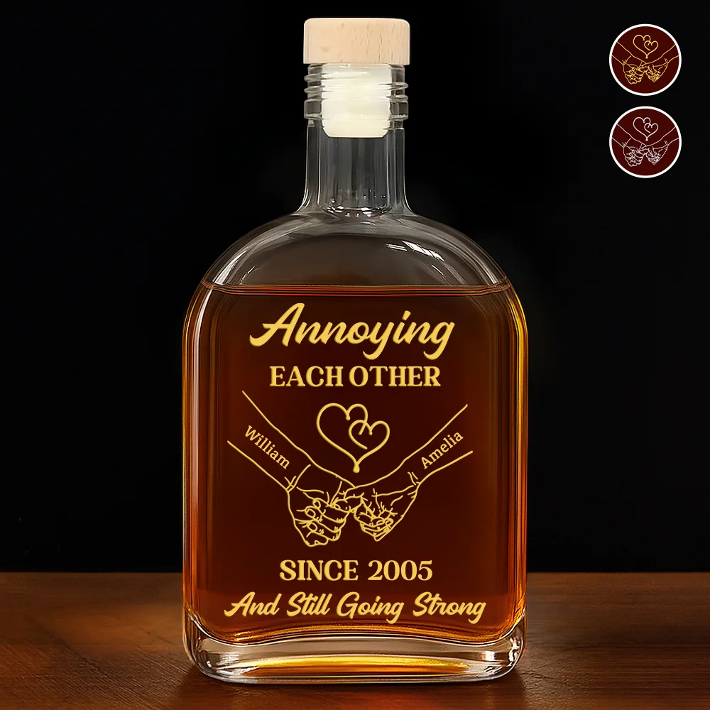 Couple Annoying Each Other Metal Effect - Personalized Whiskey Bottle