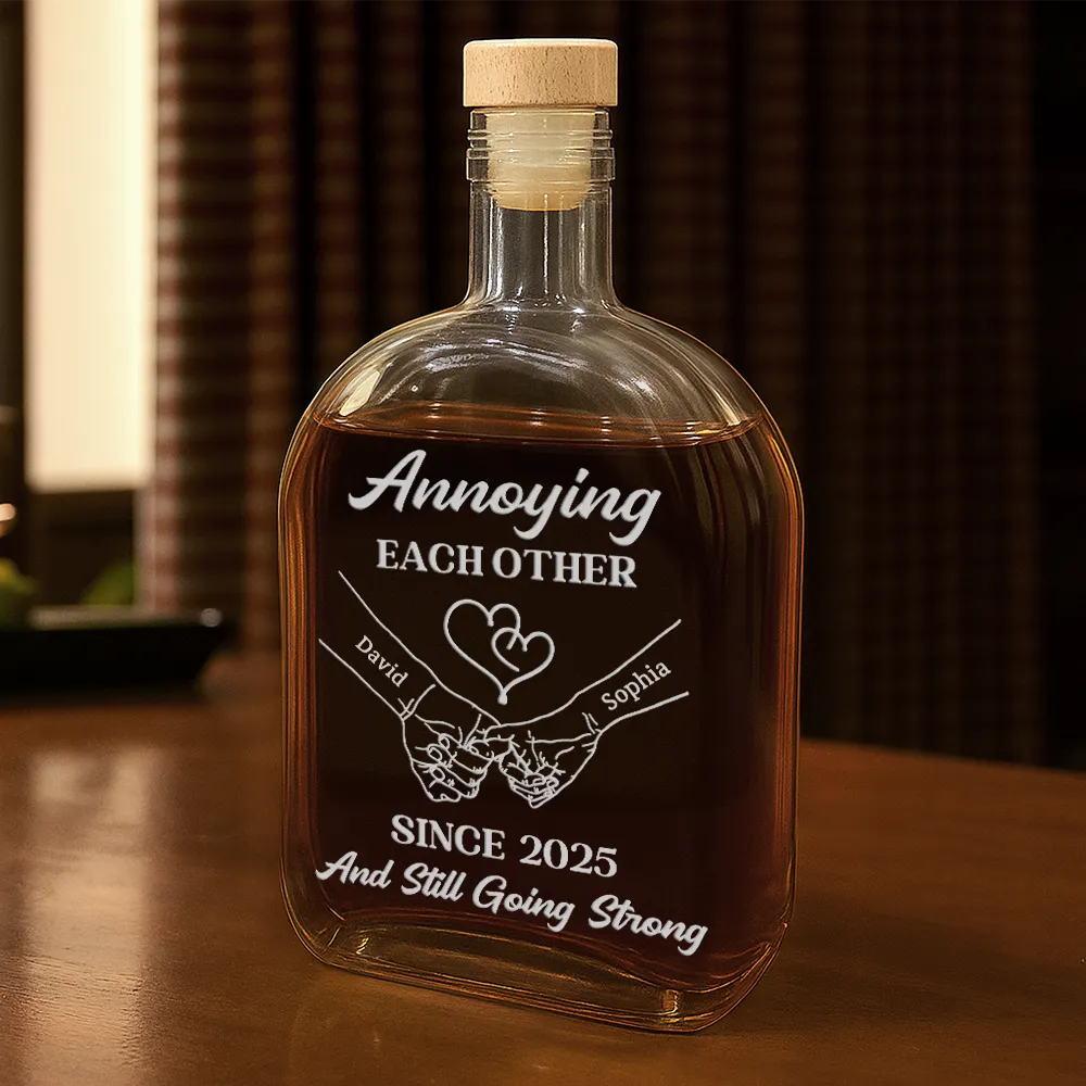 Couple Annoying Each Other Metal Effect - Personalized Whiskey Bottle - Image 2