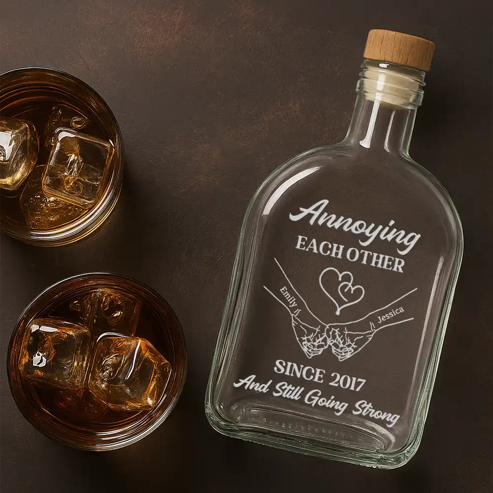Couple Annoying Each Other Metal Effect - Personalized Whiskey Bottle - Image 4