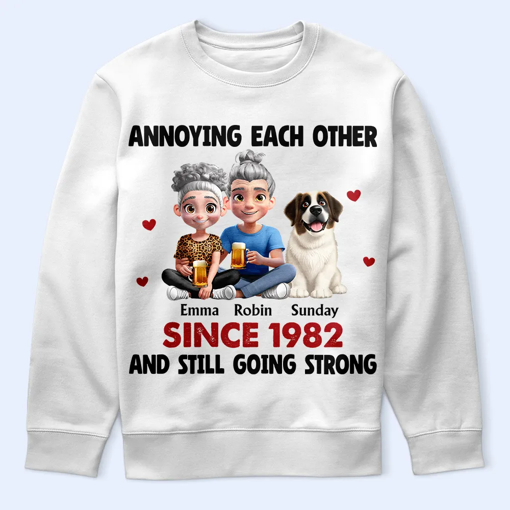 Couple Annoying Each Other With Dogs - Personalized T Shirt - Image 5