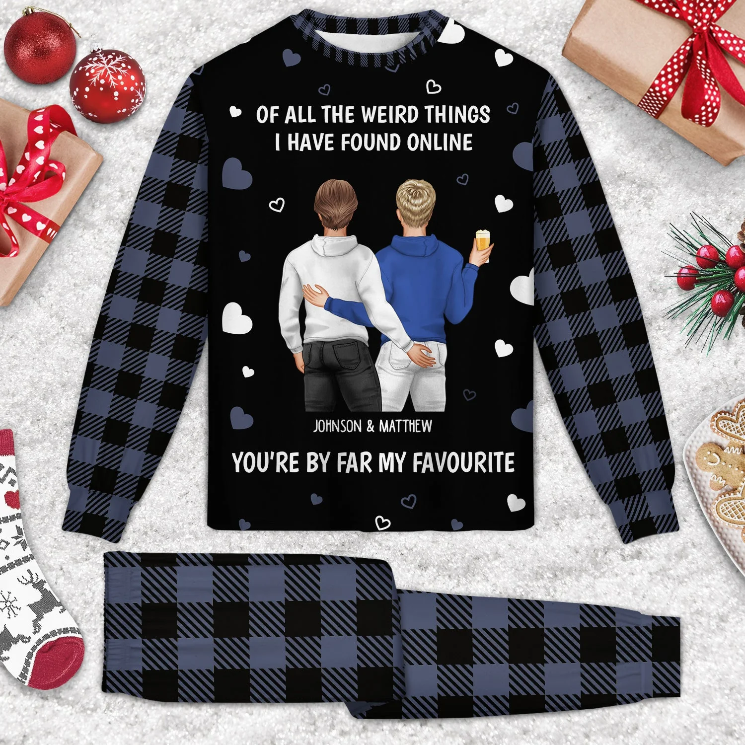 Couple Back Side You Are My Favourite By Far - Gift For Couples - Personalized Unisex Pajamas Set - Image 2