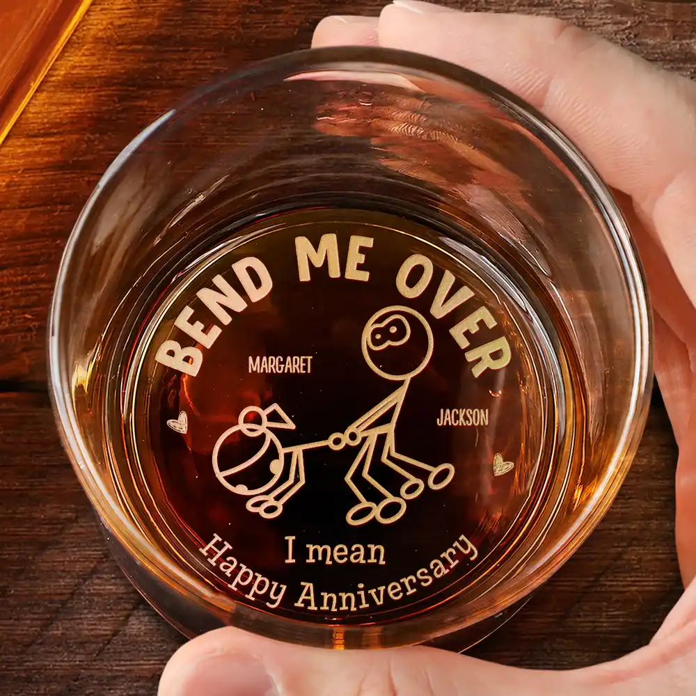 Couple Bend Me Over I Mean I Love You Husband Wife - Personalized Engraved Whiskey Glass - Image 2
