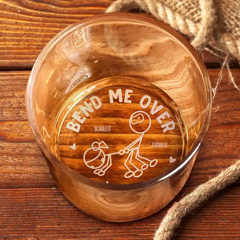 Couple Bend Me Over I Mean I Love You Husband Wife - Personalized Engraved Whiskey Glass - Image 3