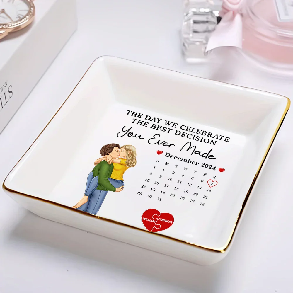 Couple Calendar Celebrate The Best Decision You Ever Made - Personalized Ring Dish - Image 2