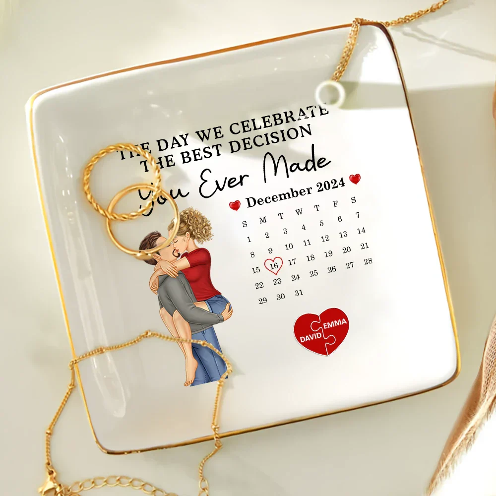 Couple Calendar Celebrate The Best Decision You Ever Made - Personalized Ring Dish - Image 4
