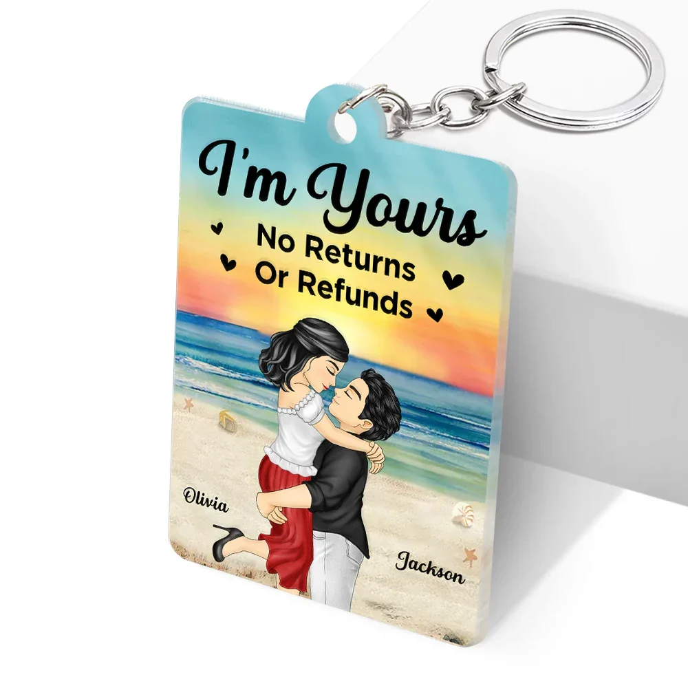 Couple Cartoon Song QR Code I'm Yours No Returns - Personalized Acrylic Keychain - Image 3