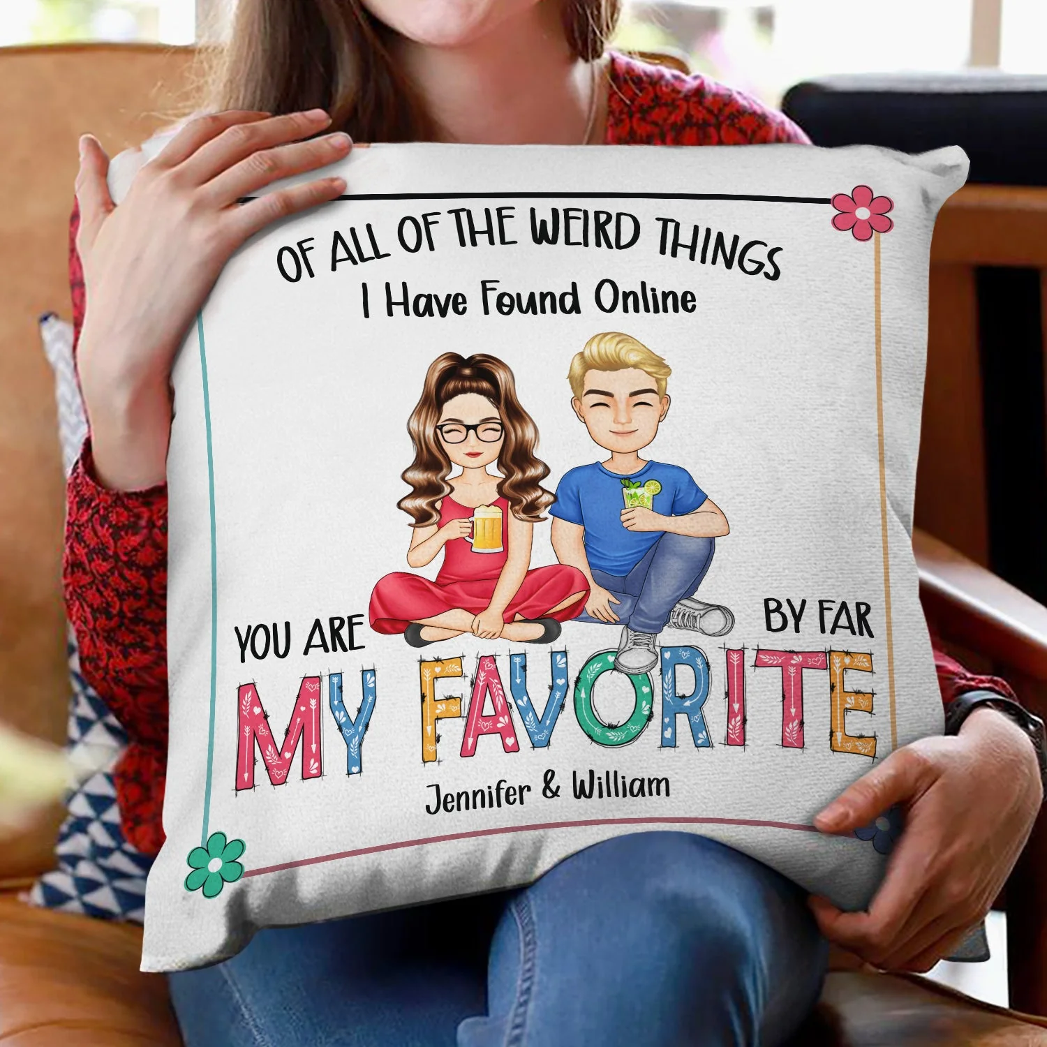Couple Cartoon You Are My Favourite - Gift For Couples - Personalized Pillow - Image 2