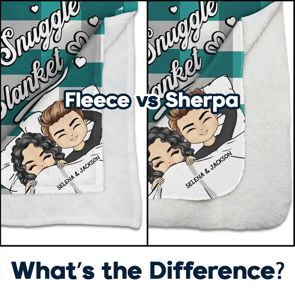 Couple Chibi Our Snuggle Blanket Cozy Plaid - Personalized Fleece Blanket, Sherpa Blanket - Image 4
