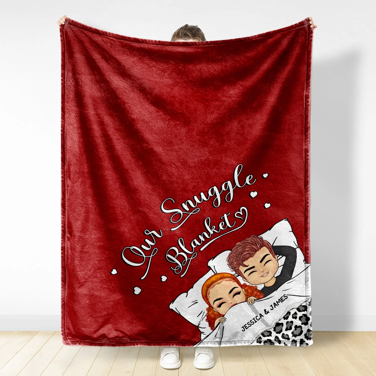 Couple Chibi Our Snuggle Blanket - Gift For Couples, Anniversary, Birthday Gift - Personalized Custom Fleece Blanket - Image 3