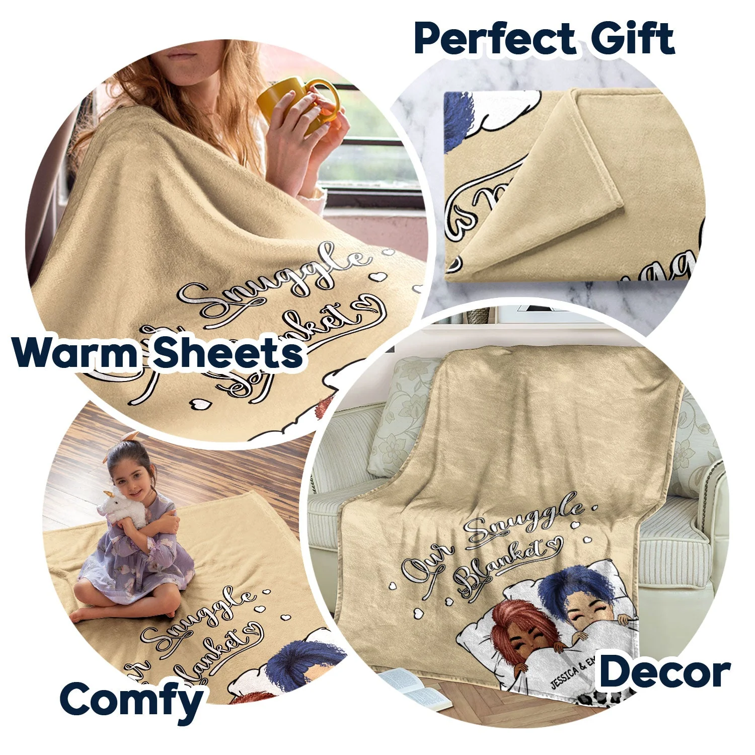 Couple Chibi Our Snuggle Blanket - Gift For Couples, Anniversary, Birthday Gift - Personalized Custom Fleece Blanket - Image 7