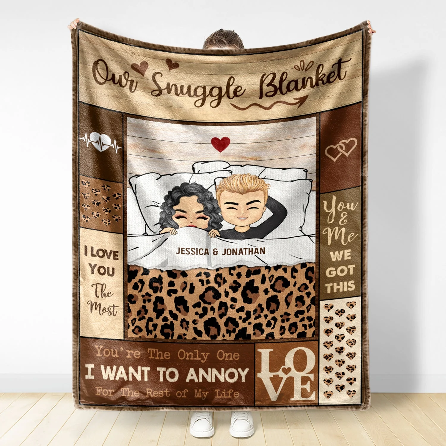 Couple Chibi Snuggle Blanket You're The Only One - Gift For Couple - Personalized Custom Fleece Blanket - Image 2