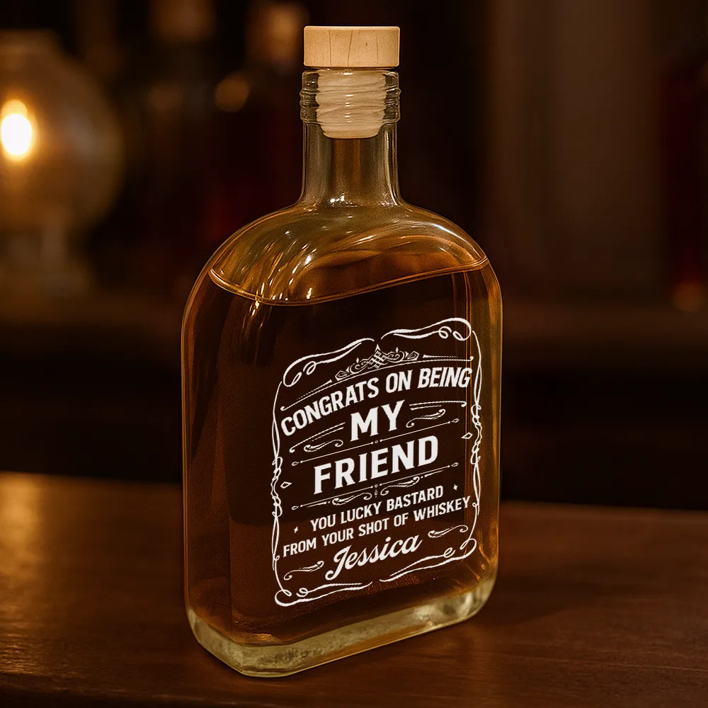 Couple Congrats On Being My Husband You Lucky Man - Personalized Whiskey Bottle - Image 3