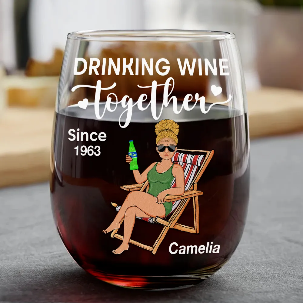 Couple Drinking Wine Together - Personalized Combo Wine & Whiskey Glass - Image 3