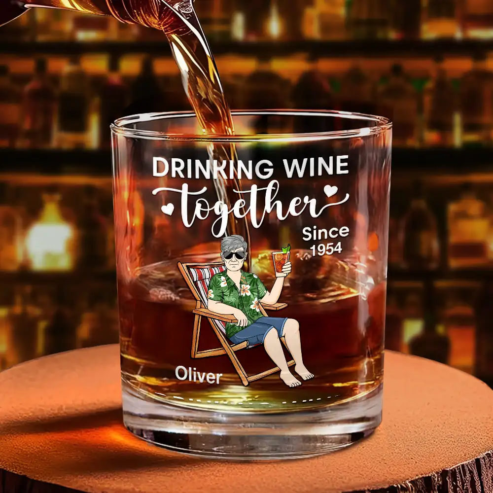 Couple Drinking Wine Together - Personalized Combo Wine & Whiskey Glass - Image 4