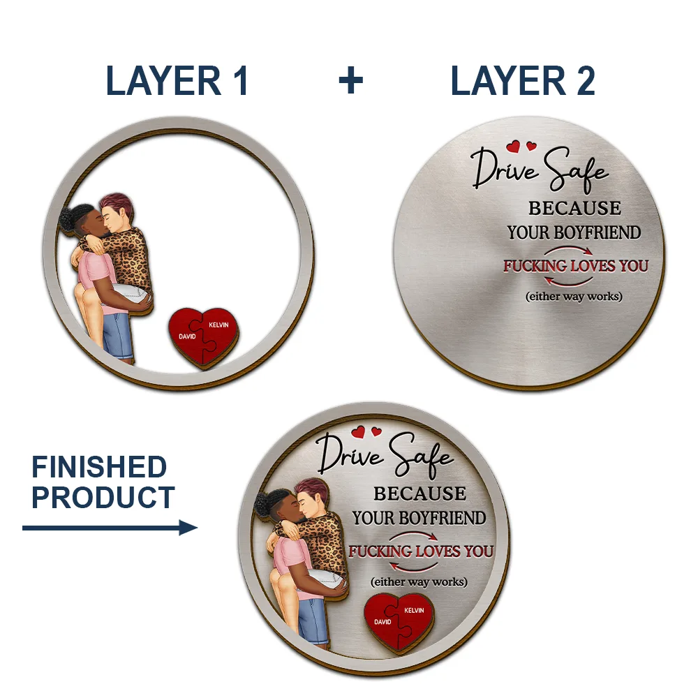 Couple Drive Safe Because Your Wife Loves You - Personalized Custom Shaped Car Visor Clip - Image 5