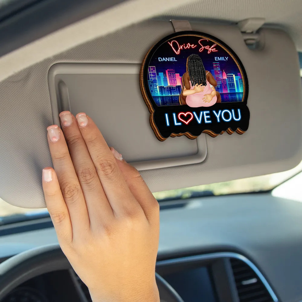 Couple Drive Safe I Love You - Personalized Custom Shaped Car Visor Clip - Image 4