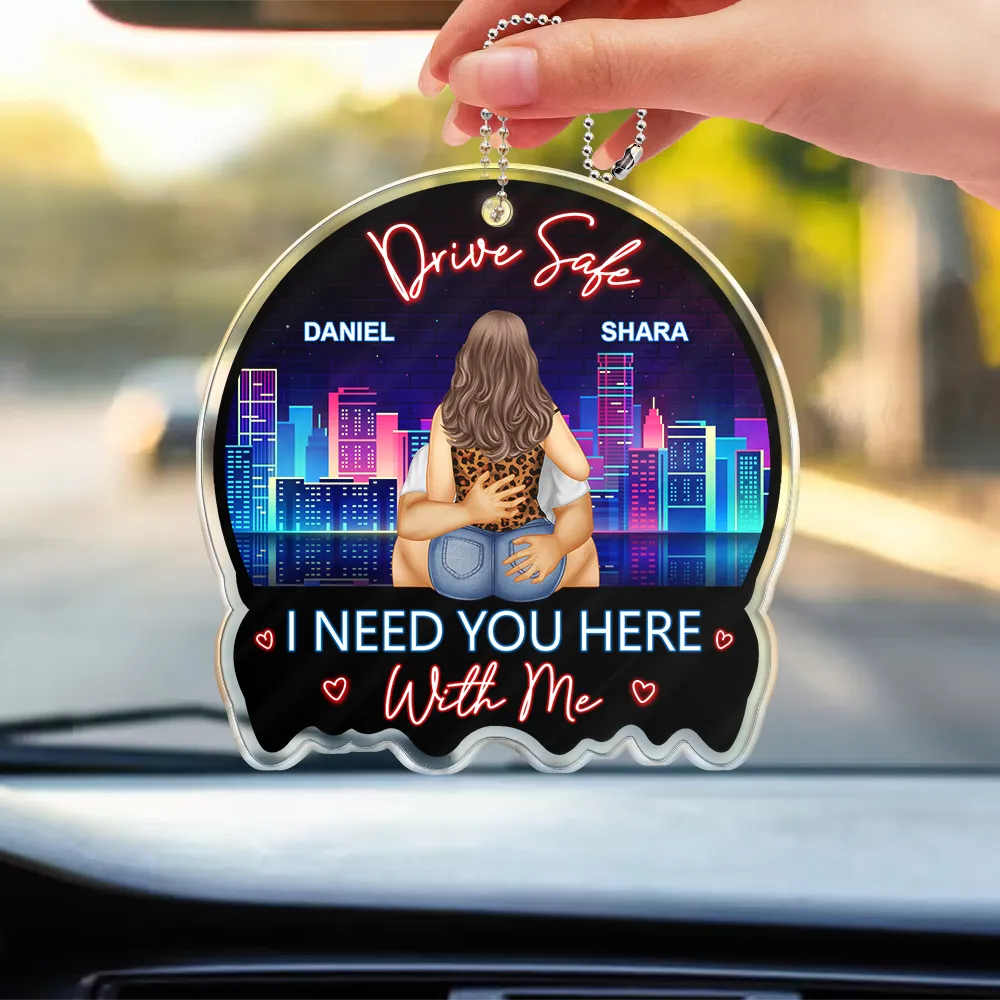 Couple Drive Safe I Love You Touching It All The Time - Personalized Acrylic Car Hanger - Image 3