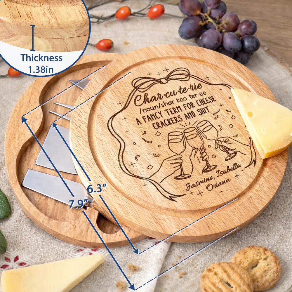 Couple Family Name Charcuterie A Fancy Term - Personalized Cheese Board Set - Image 6