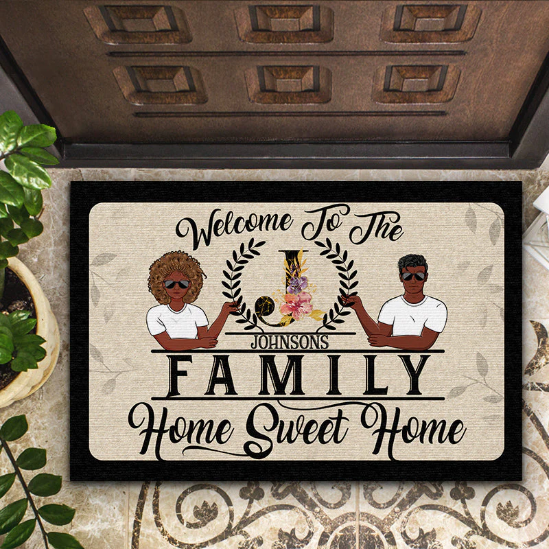 Couple Family Welcome To Our Home Sweet Home - Personalized Custom Doormat - Image 2