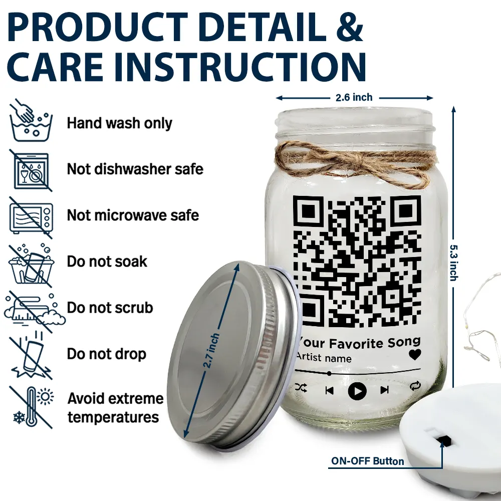 Couple Favorite Song I'm Yours No Returns QR Code - Personalized Mason Jar Light - Image 7
