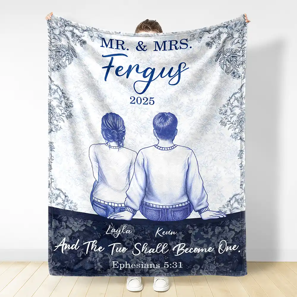 Couple First Anniversary And The Two Shall Become One - Personalized Fleece Blanket, Sherpa Blanket - Image 3