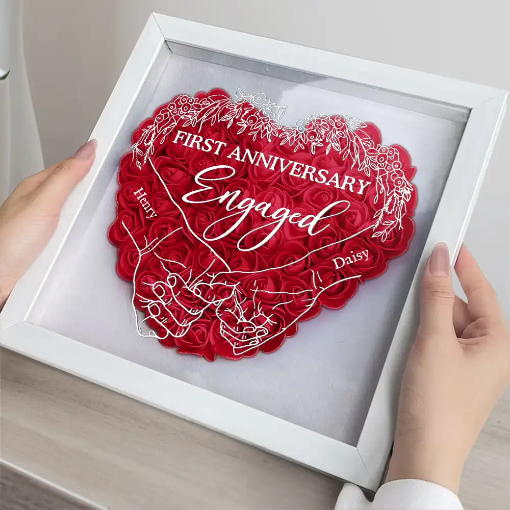 Couple First Anniversary As Mr. & Mrs. - Personalized Flower Shadow Box - Image 3