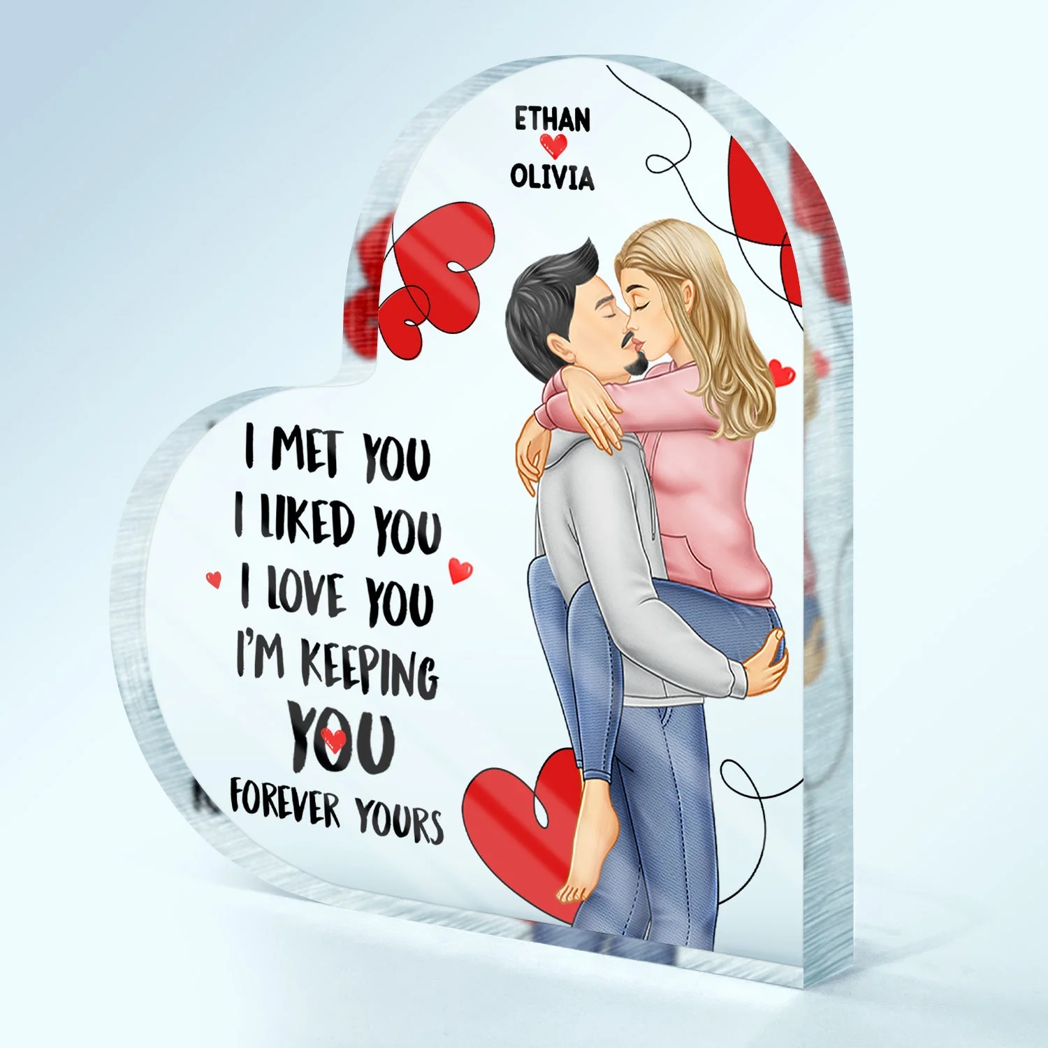 Couple Forever Yours - Gift For Couples - Personalized Heart Shaped Acrylic Plaque - Image 3