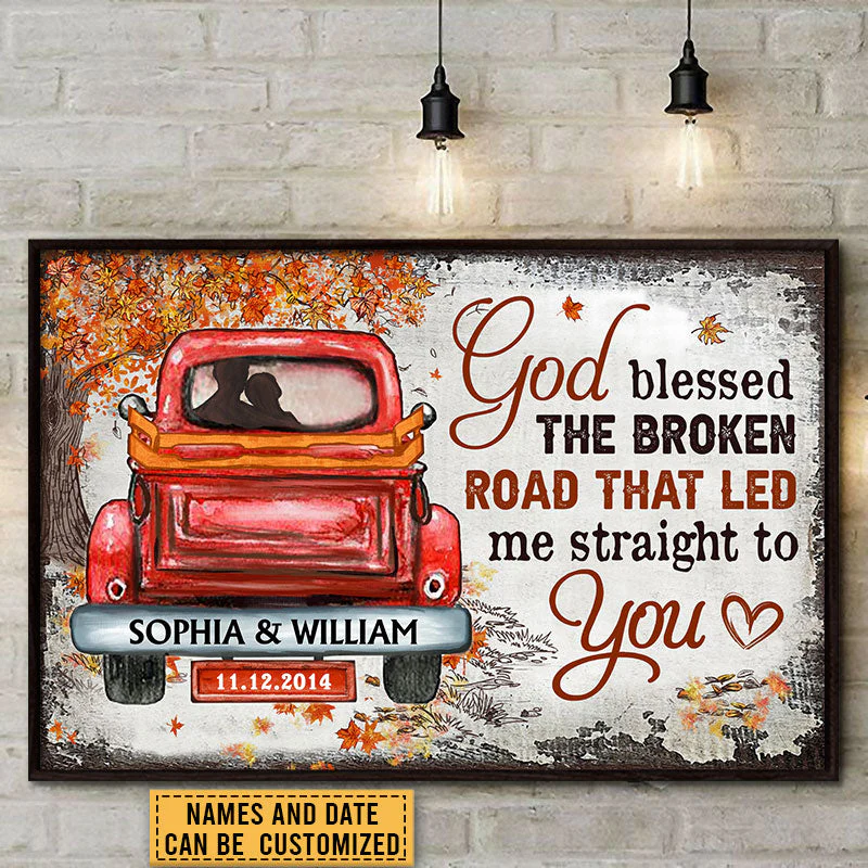 Couple Gift Husband Wife God Blessed The Broken Road Fall Leaves Custom Poster, Wedding Gift, Anniversary, Wall Art, Wall Decor - Image 3