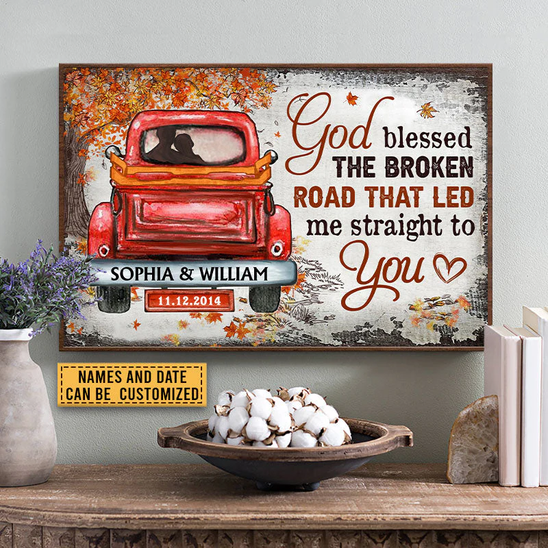Couple Gift Husband Wife God Blessed The Broken Road Fall Leaves Custom Poster, Wedding Gift, Anniversary, Wall Art, Wall Decor - Image 4