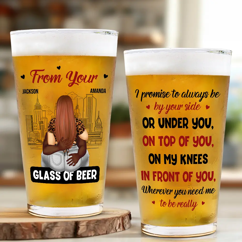 Couple Glass Of Beer Always By Your Side - Personalized Beer Glass - Image 2