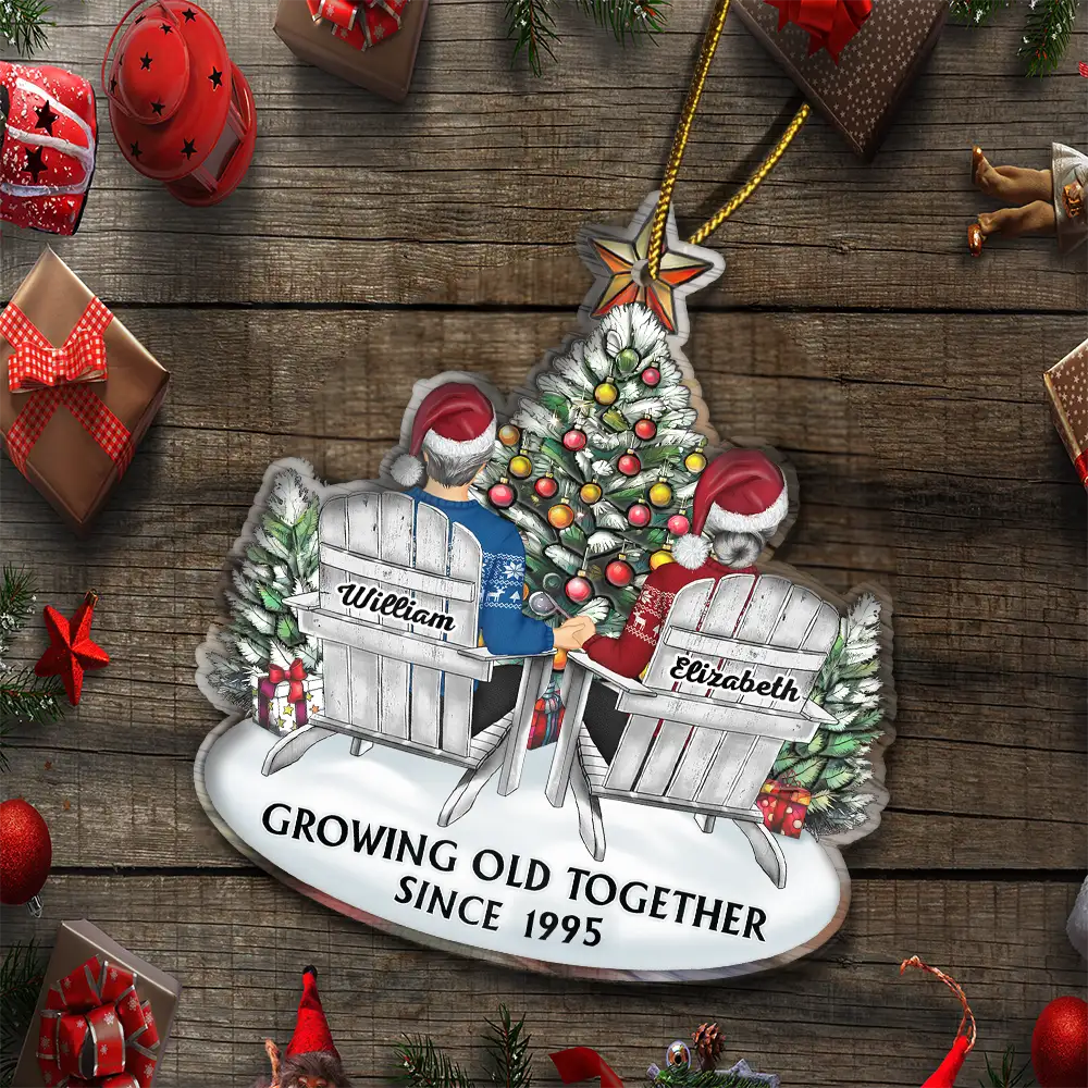 Couple Growing Old Together Since - Personalized Custom Shaped Acrylic Ornament - Image 5