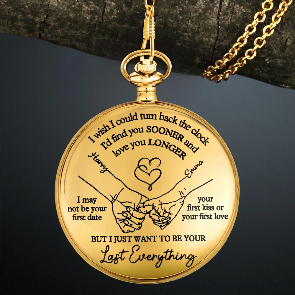 Couple Hand Holding I Wish I Could Turn Back The Clock - Personalized Pocket Watch - Image 3