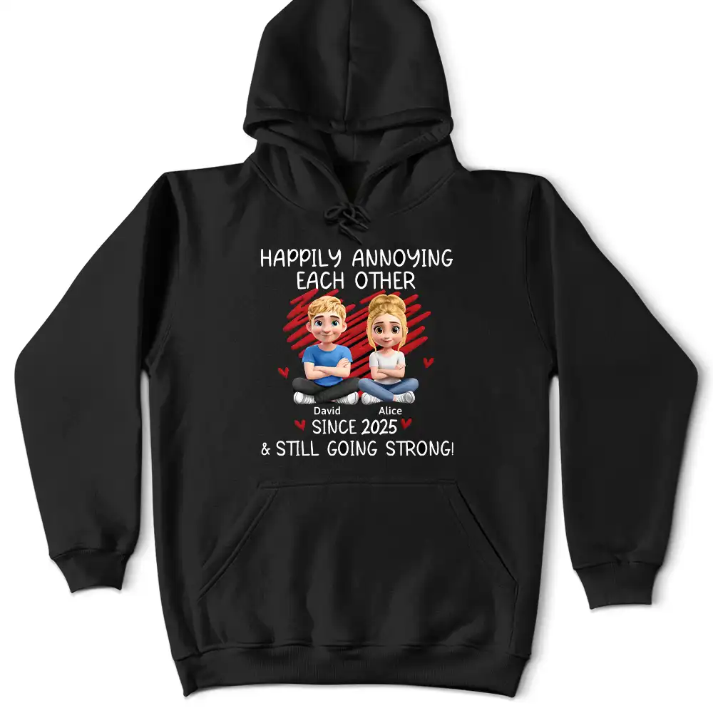 Couple Happily Annoying Each Other Since - Personalized T Shirt - Image 4