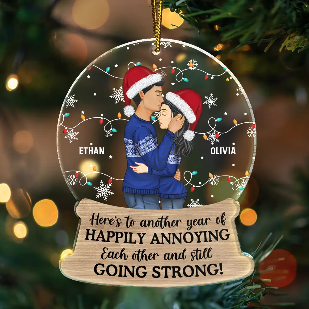 Couple Here's To Another Year Of Happily Annoying Each Other - Personalized Custom Shaped Acrylic Ornament - Image 3