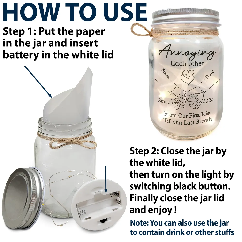 Couple Hold Hand From Our First Kiss - Personalized Mason Jar Light - Image 5