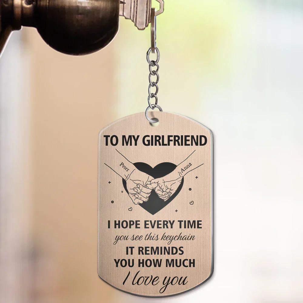 Couple Holding Hands You Are My Heart My Soul My Treasure - Personalized Aluminum Keychain - Image 3