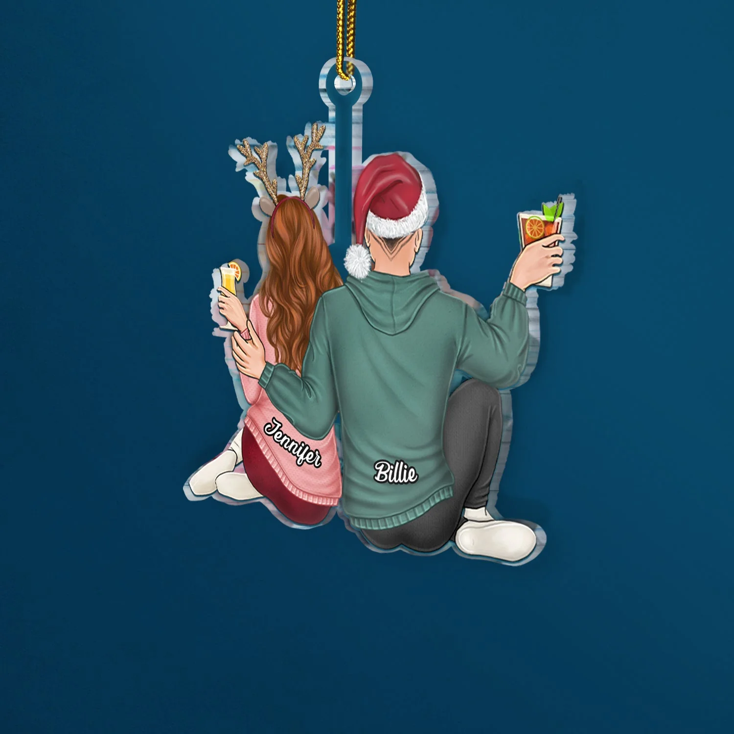 Couple Hugging - Christmas Gift For Couples, Husband, Wife - Personalized Cutout Acrylic Ornament - Image 2