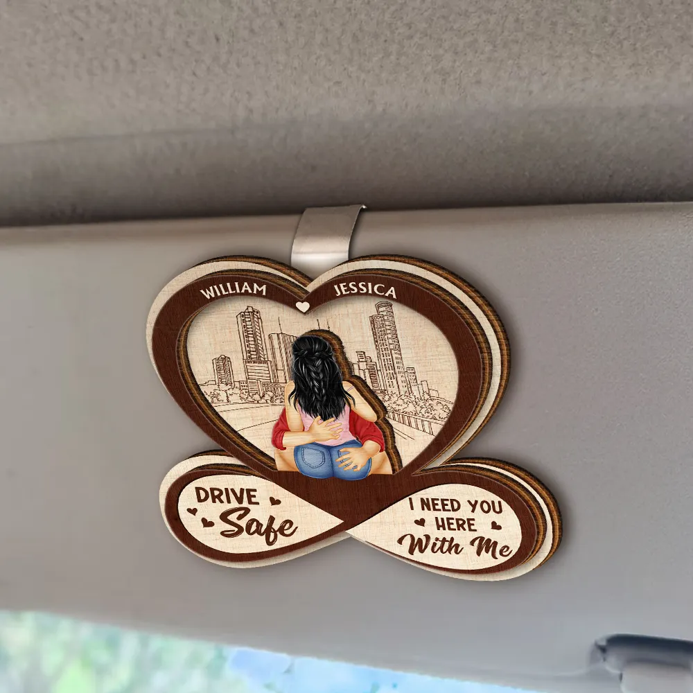 Couple Hugging I Love You - Personalized Custom Shaped Car Visor Clip - Image 2
