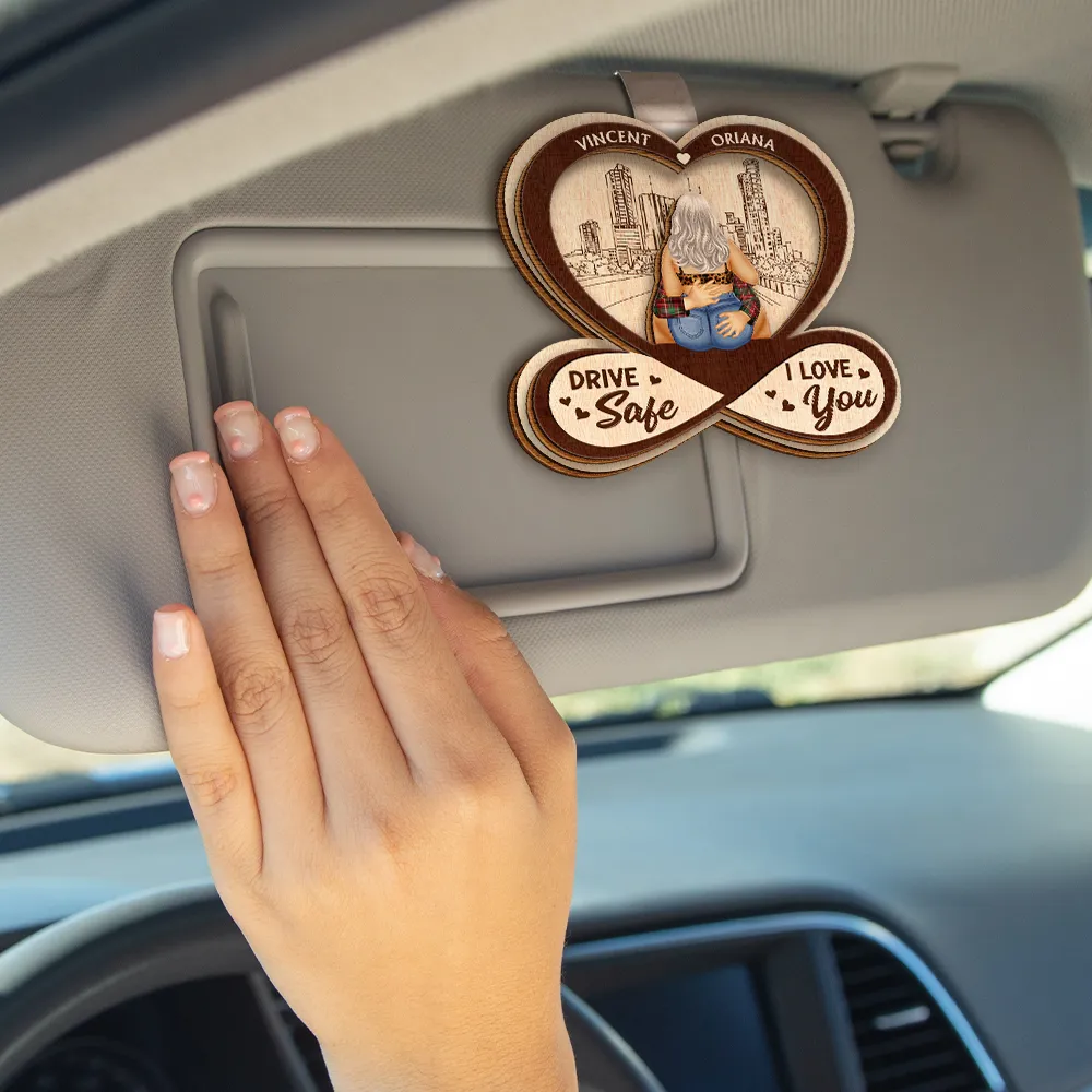 Couple Hugging I Love You - Personalized Custom Shaped Car Visor Clip - Image 4