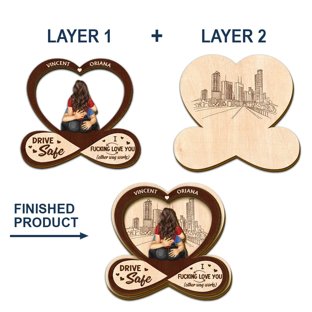 Couple Hugging I Love You - Personalized Custom Shaped Car Visor Clip - Image 5