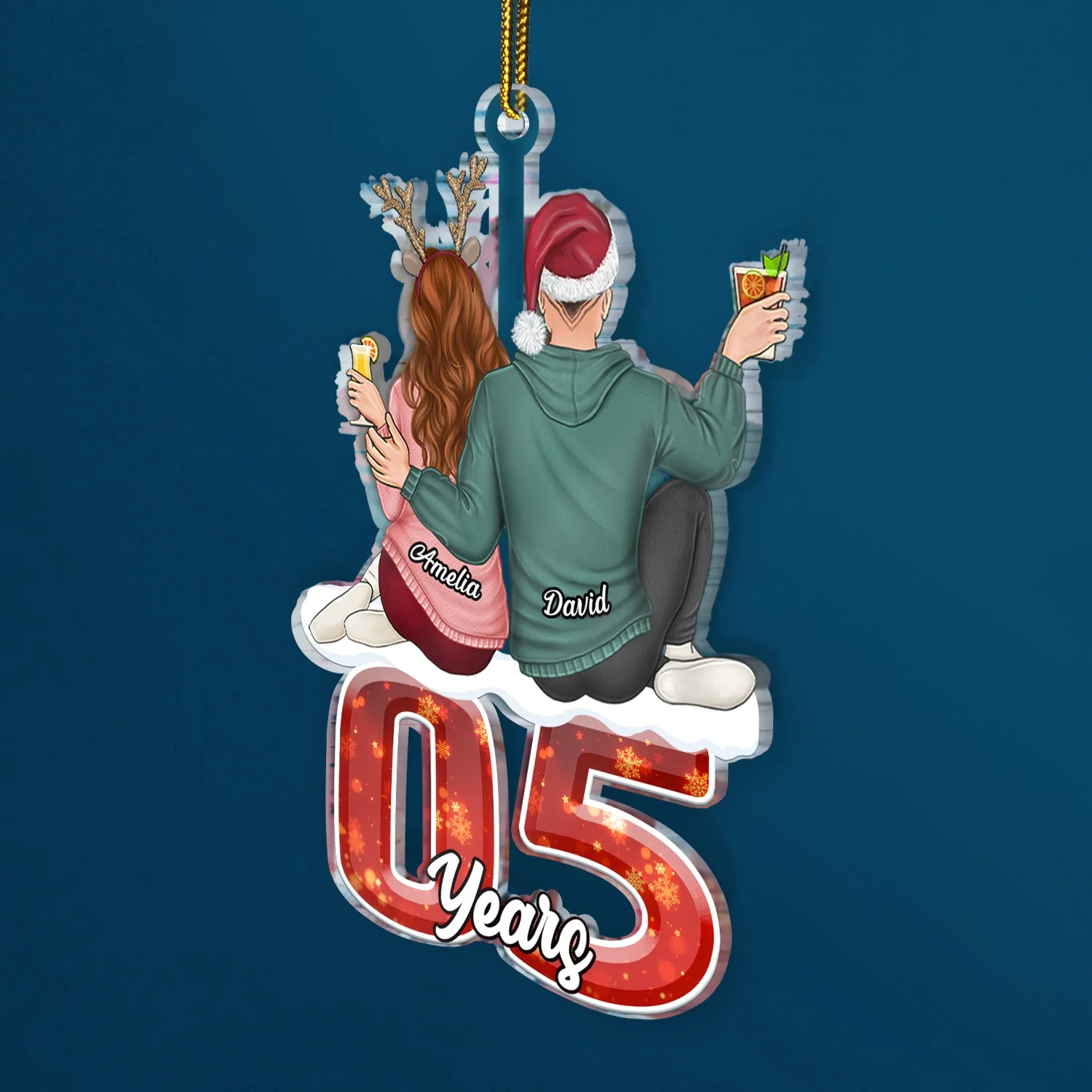 Couple Hugging Years Together - Anniversary, Christmas Gift For Couples, Husband, Wife - Personalized Cutout Acrylic Ornament - Image 2