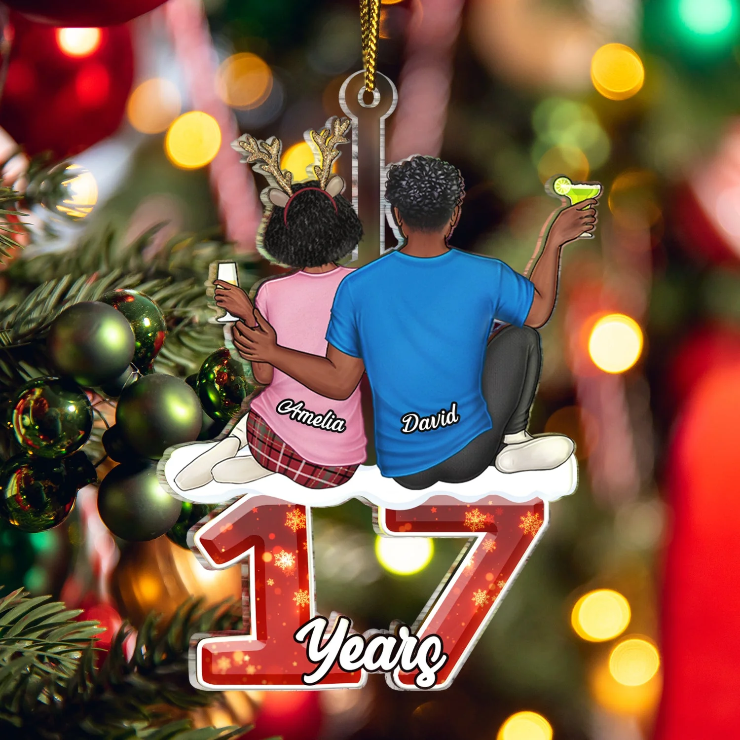 Couple Hugging Years Together - Anniversary, Christmas Gift For Couples, Husband, Wife - Personalized Cutout Acrylic Ornament - Image 5